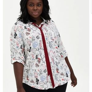 Torrid 2 Cruella Disney button up blouse